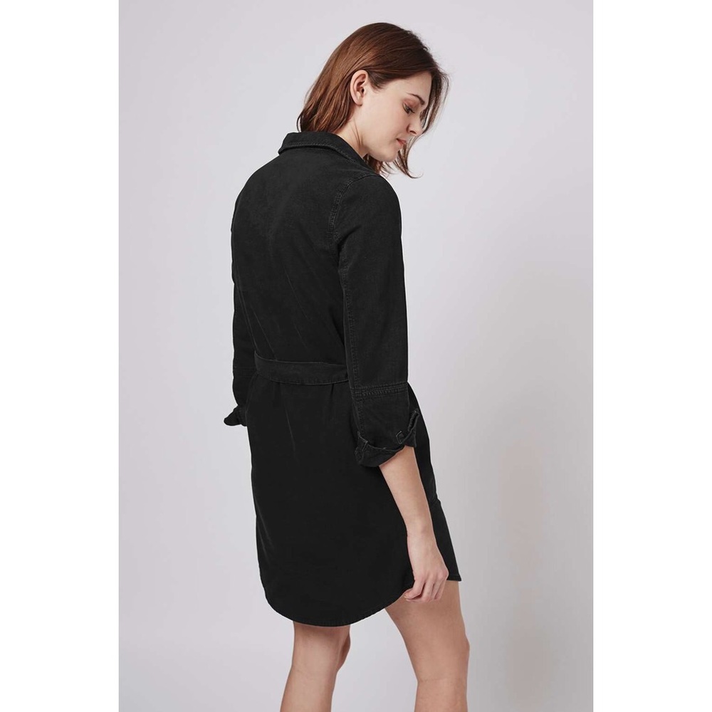 Black MOTO Topshop Clean Cotton Shirt Denim Dress - Picture 3 of 5